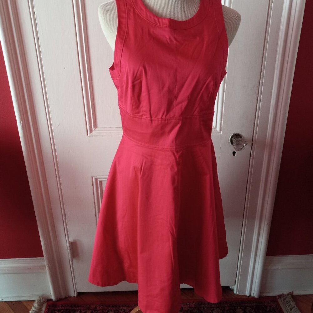 FRENCH CONNECTION DEEP CORAL COTTON SLEEVELESS DRESS NEW NWOT 8 - Picture 2 of 11